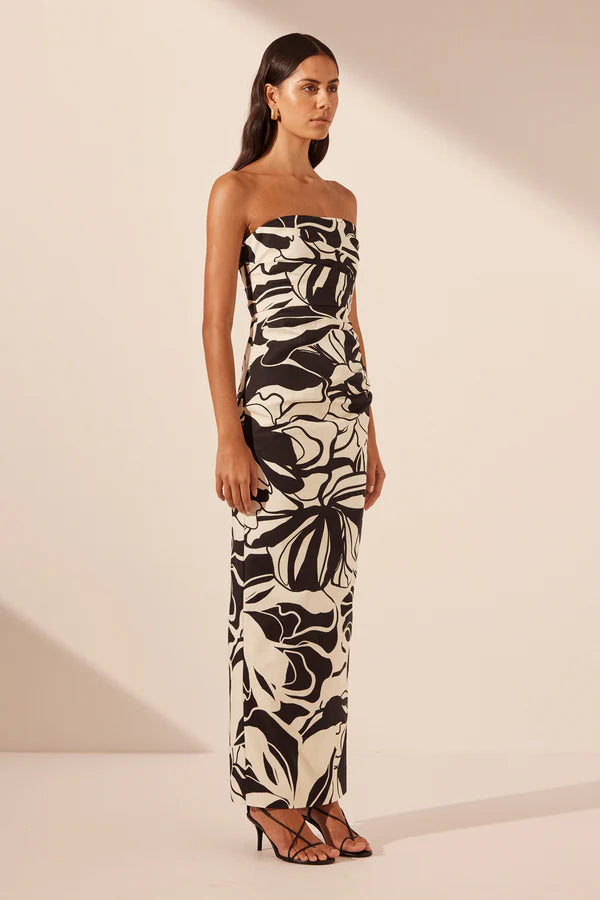 Shona Joy Azize Strapless Draped Maxi Dress