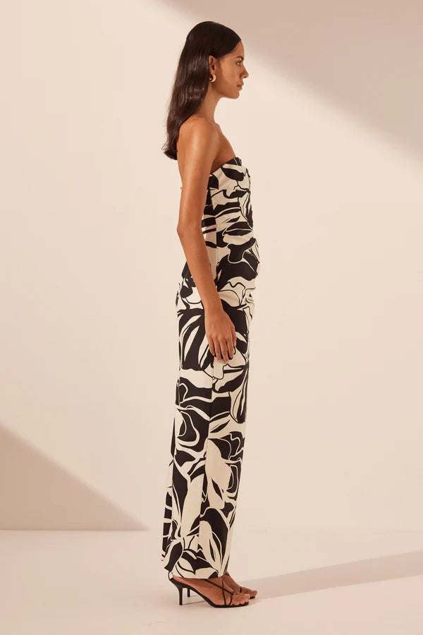 Shona Joy Azize Strapless Draped Maxi Dress