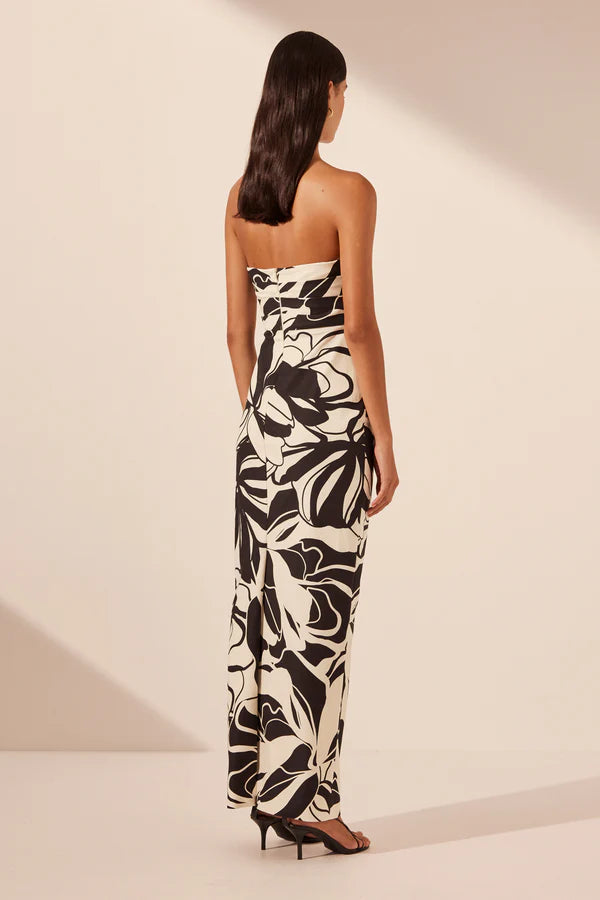 Shona Joy Azize Strapless Draped Maxi Dress