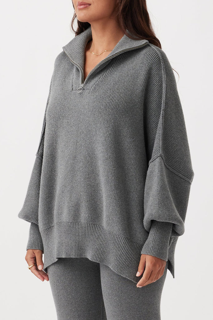 Arcaa London Zip Sweater (Dark Grey Marle)