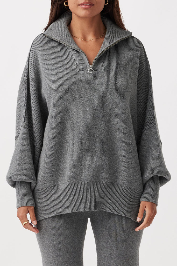 Arcaa London Zip Sweater (Dark Grey Marle)