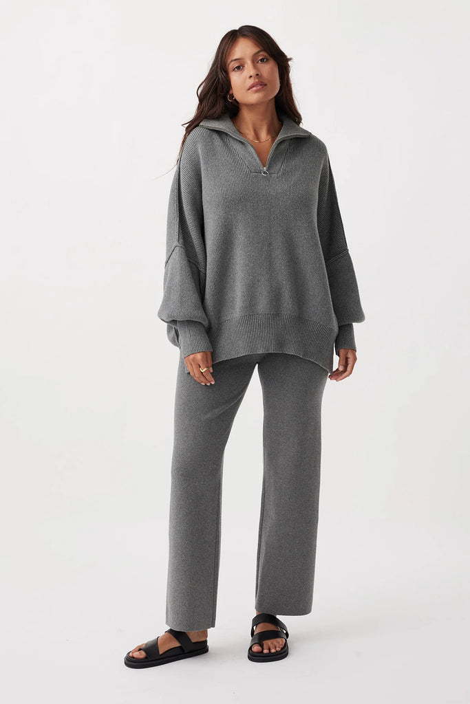 Arcaa London Zip Sweater (Dark Grey Marle)