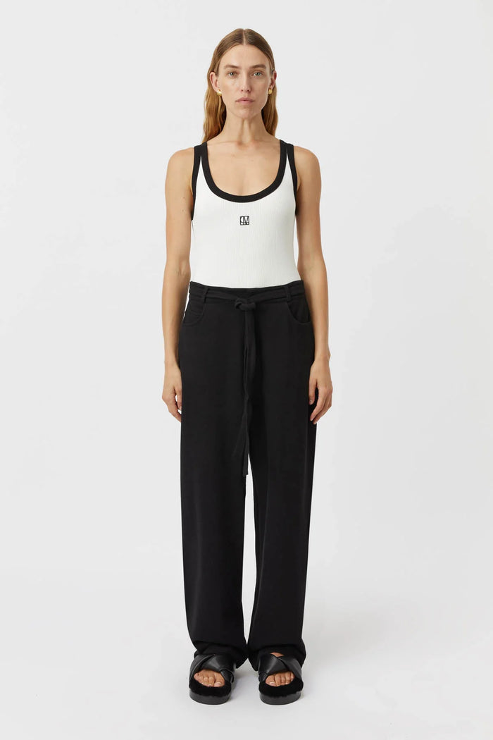 Camilla & Marc Nora Contrast Bind Scoop Neck Tank (White/Black)