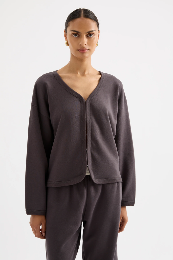 Lounge Fleece Cardigan (Coal)