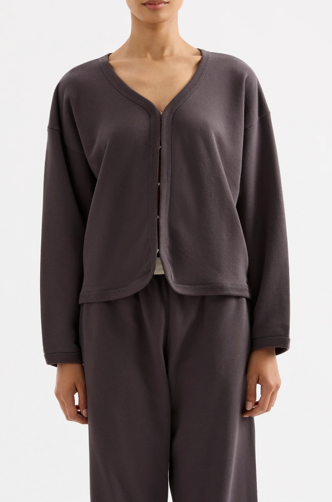 Lounge Fleece Cardigan (Coal)