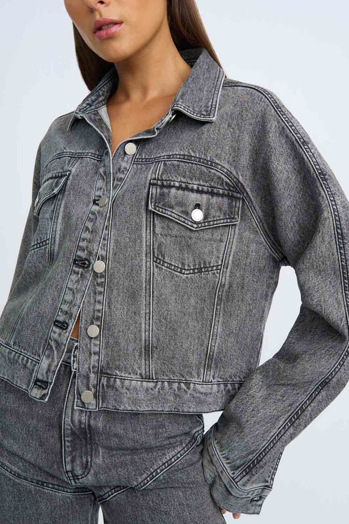 By Johnny Rebel Crop Denim Jacket (Grey)