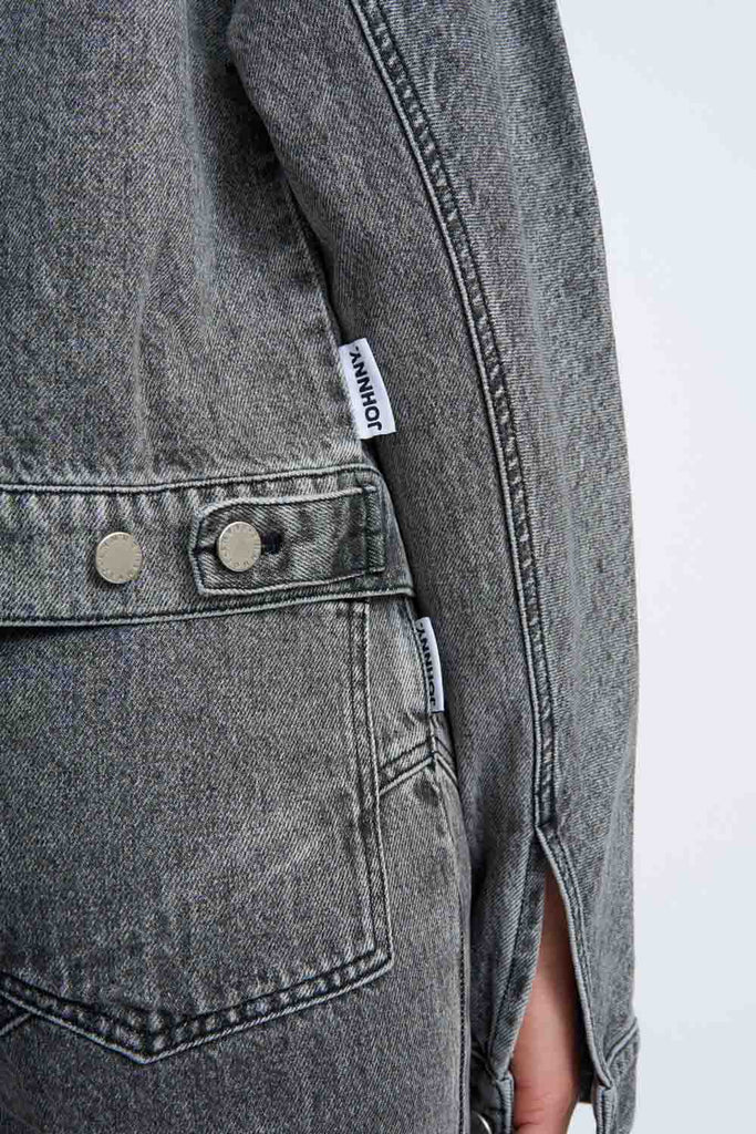 By Johnny Rebel Crop Denim Jacket (Grey)