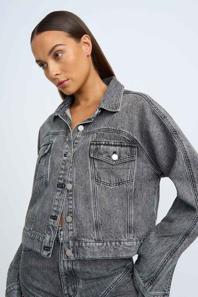 By Johnny Rebel Crop Denim Jacket (Grey)