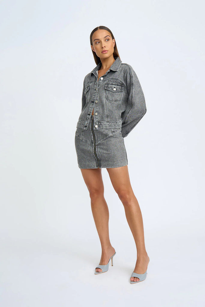 By Johnny Rebel Crop Denim Jacket (Grey)