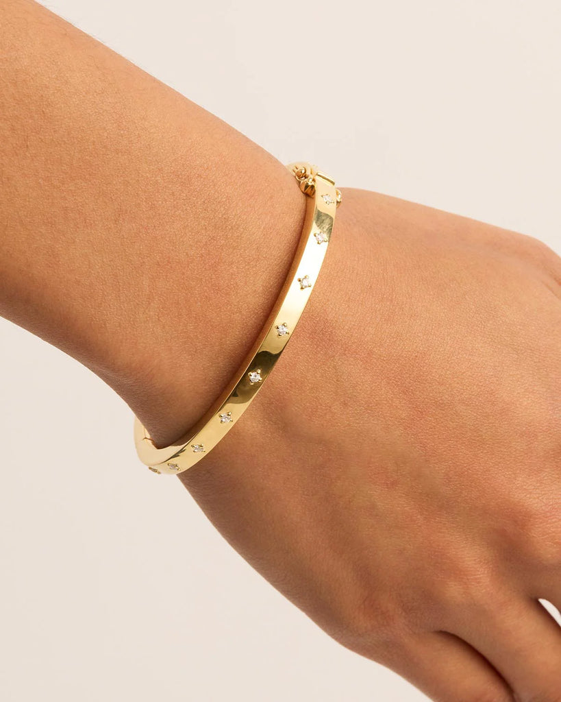 By Charlotte Live in Love Hinged Bracelet (18k Gold Vermeil)