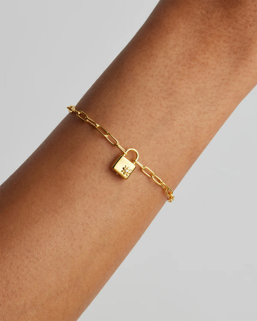 18K Gold Vermeil Promise Of Us Lotus Padlock Bracelet