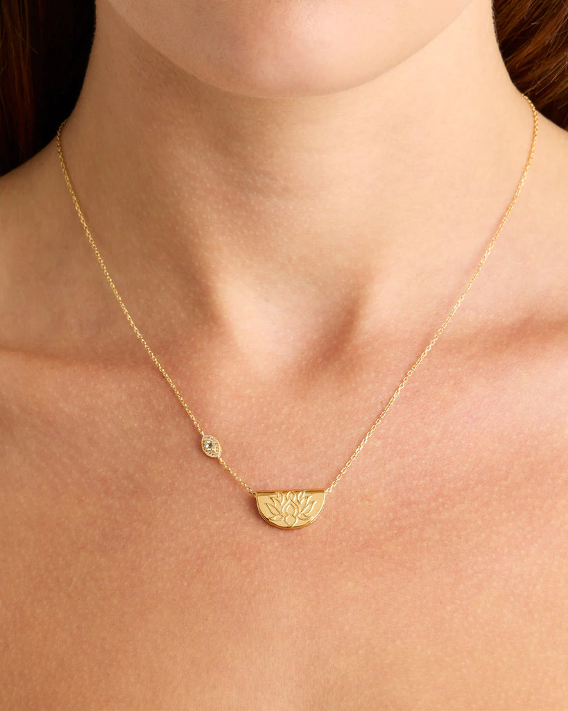 By Charlotte Eye of Peace Lotus Necklace (18k Gold Vermeil)